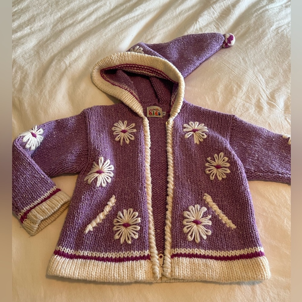 Handmade Kids Wool Zip Up Size 4